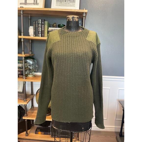 1990s Wool Marines Sweater, Olive Green, Military Uniform, Jumper ~ 220713-MEL 6 - Picture 1 of 10
